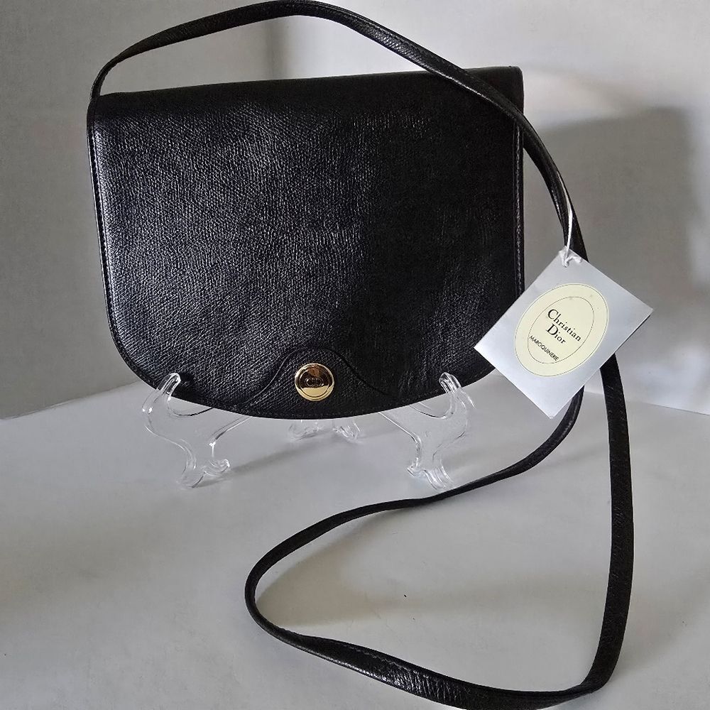 Christian Dior CD Monogram Medallion Black Leather Shoulder Crossbody Bag